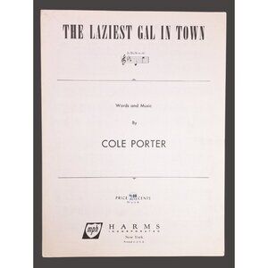 Vintage Laziest Gal In Town Sheet Music Cole Porter Dietrich Hitchcock 1927